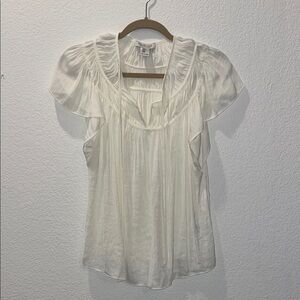 Rachel Zoe Silky Ivory Blouse with Flutter Sleeves